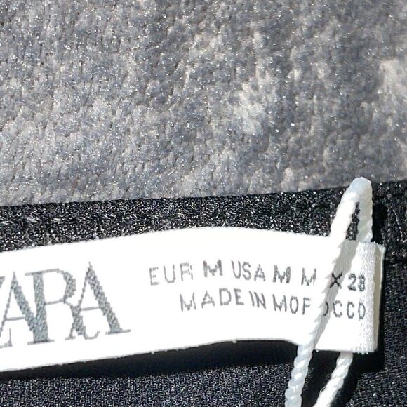 Zara Top Womens medium Beaded cropped bustier ruched Black New - Picture 3 of 11